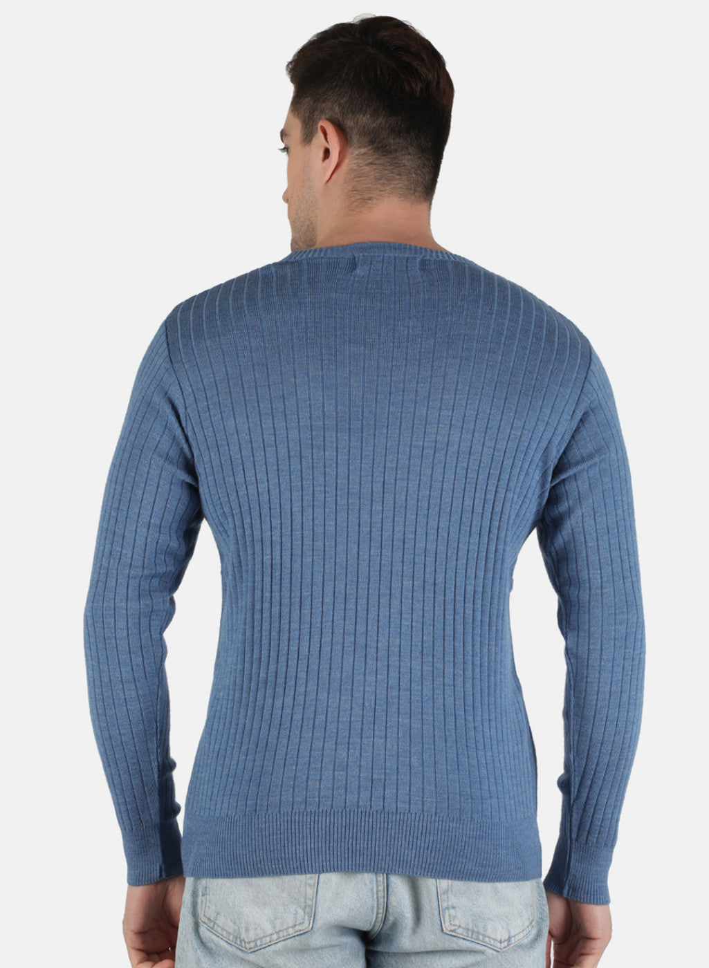 Men Blue Solid Pullover