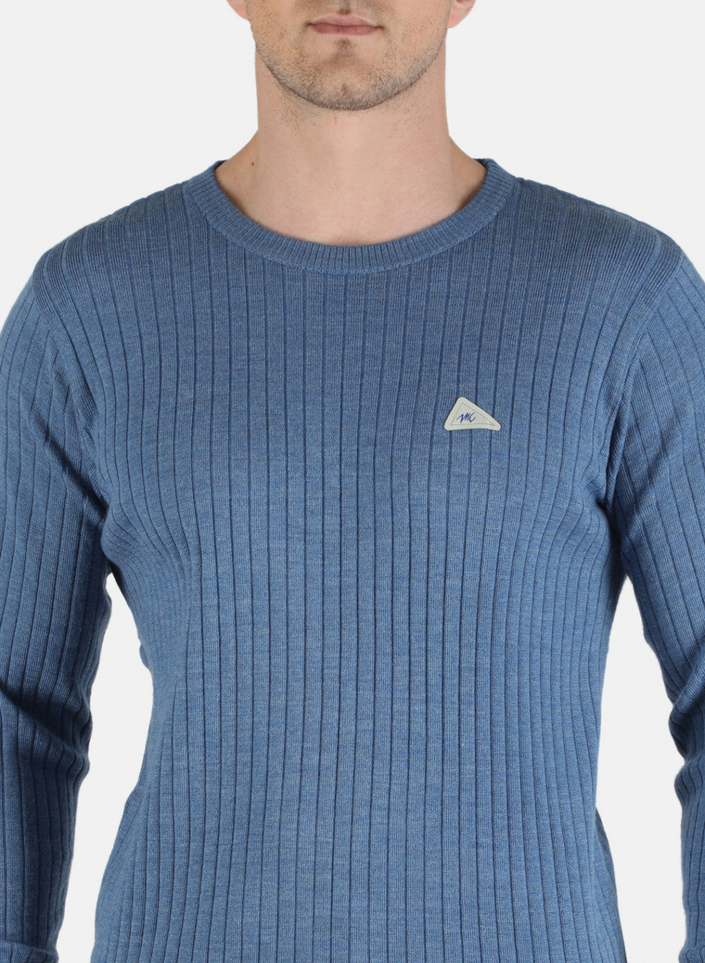 Men Blue Solid Pullover