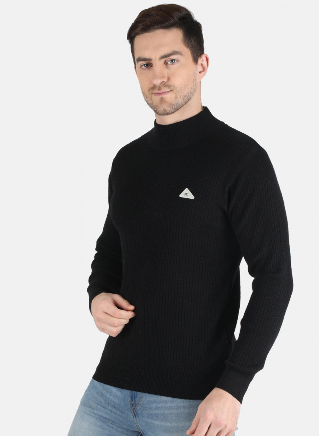 Men Black Solid Pullover