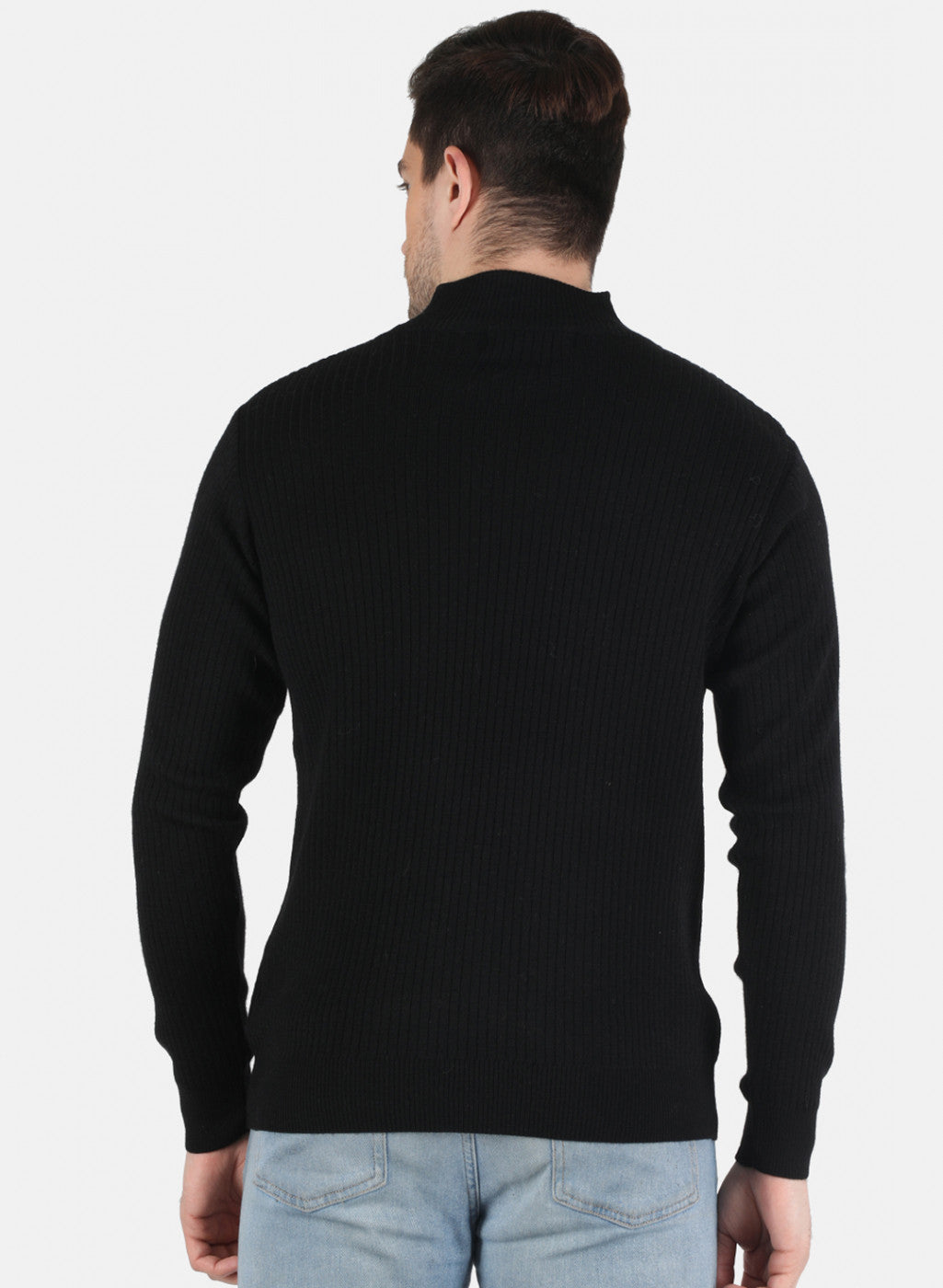 Men Black Solid Pullover