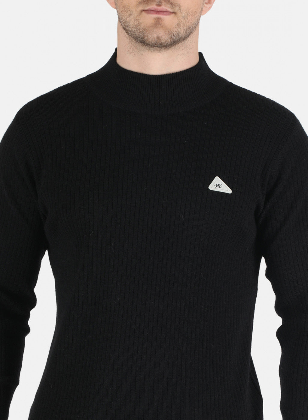 Men Black Solid Pullover