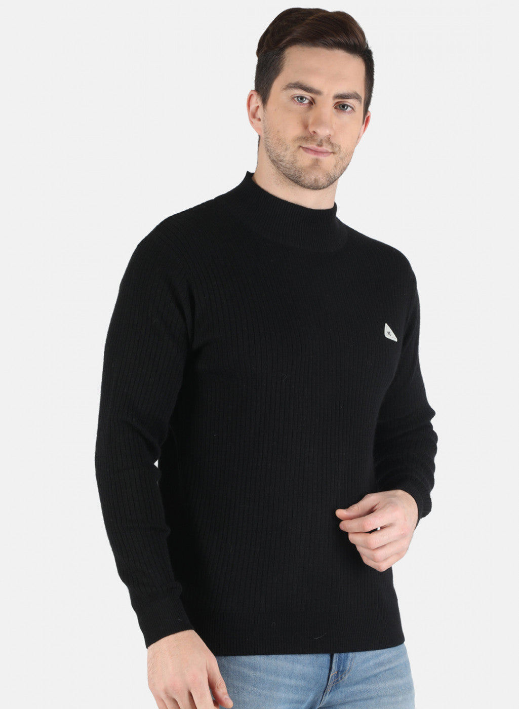 Men Black Solid Pullover