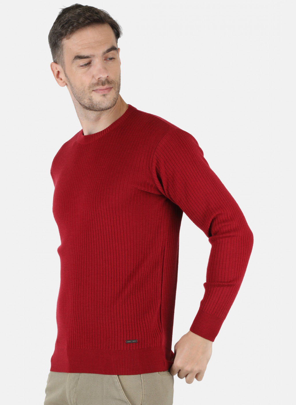 Men Maroon Solid Pullover