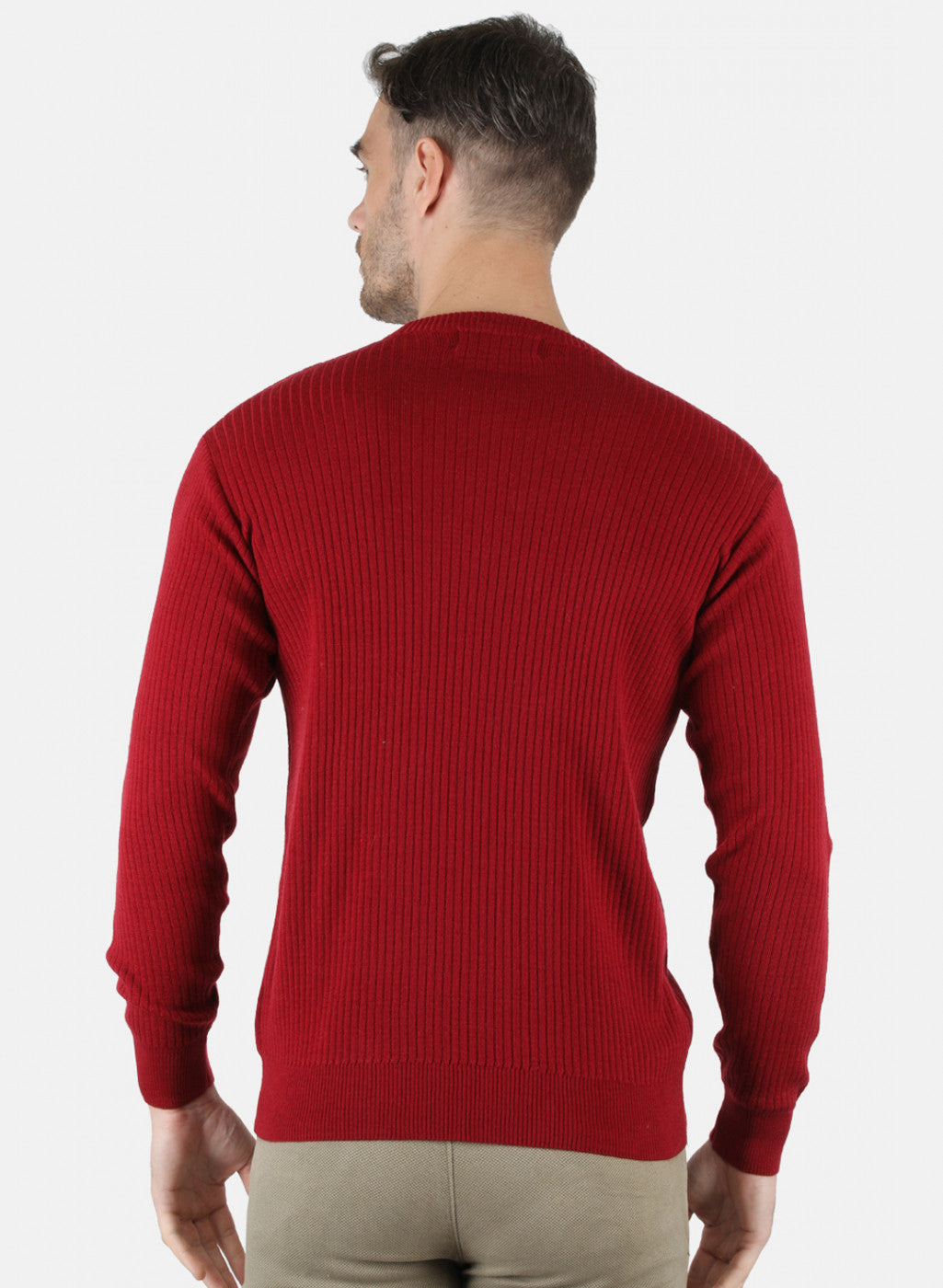 Men Maroon Solid Pullover