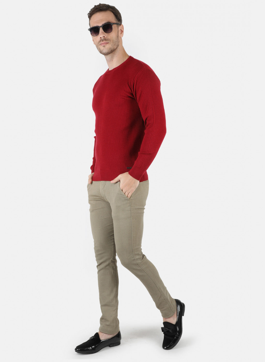 Men Maroon Solid Pullover