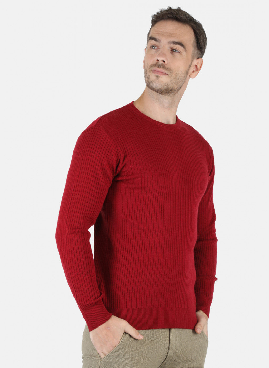Men Maroon Solid Pullover