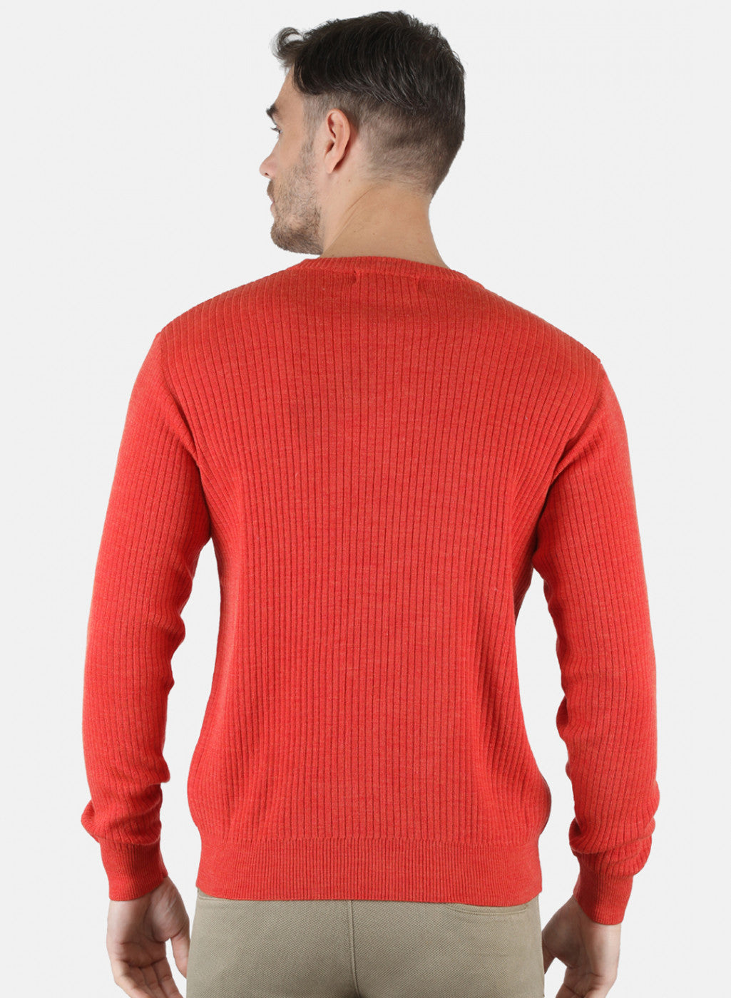 Men Orange Solid Pullover