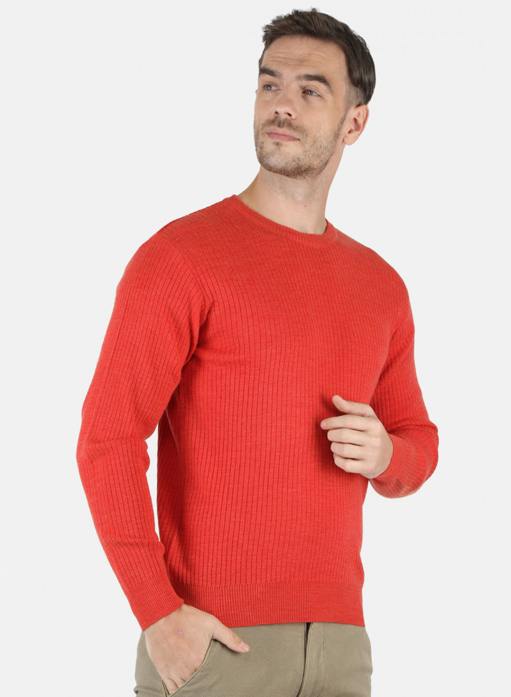 Men Orange Solid Pullover