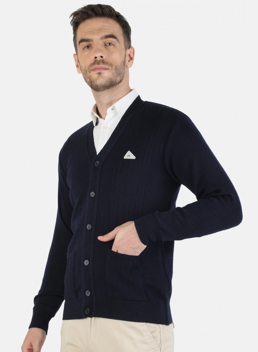 Men NAvy Blue Solid Cardigan