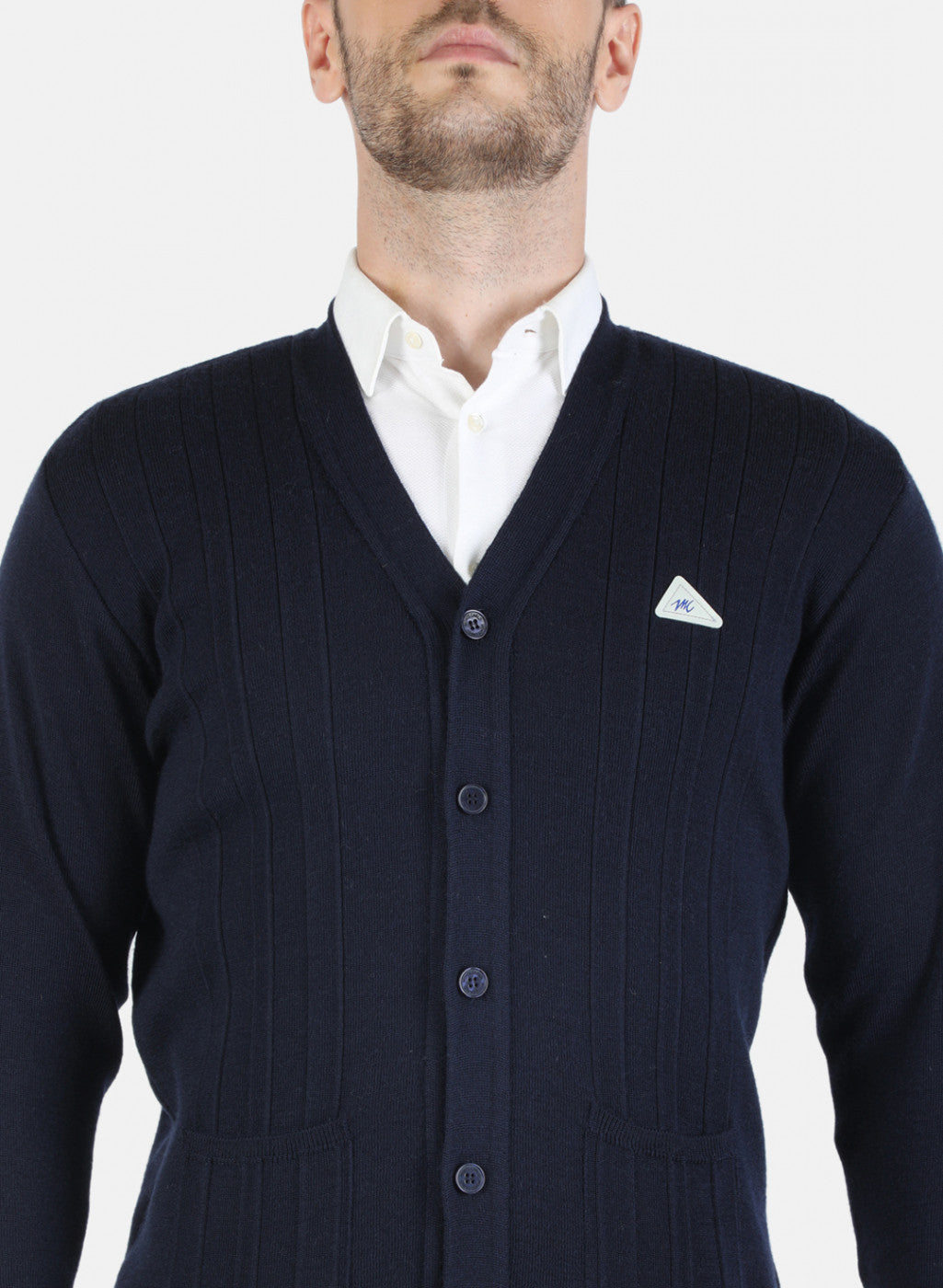 Men NAvy Blue Solid Cardigan
