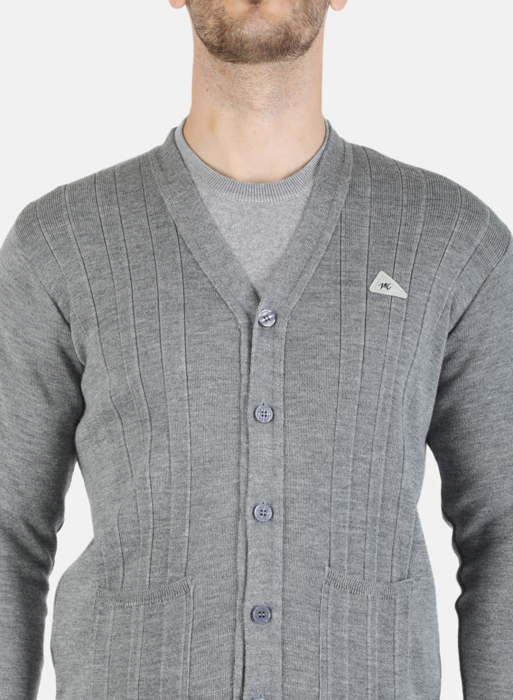 Men Grey Solid Cardigan