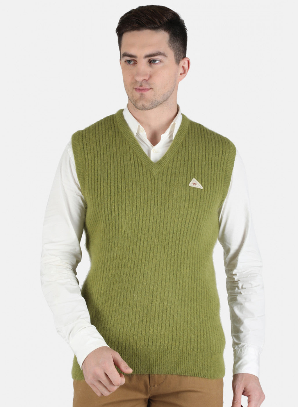 Men Olive Solid Sweater