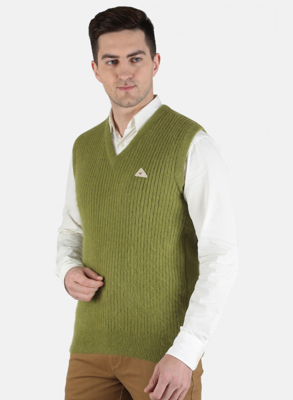 Men Olive Solid Sweater
