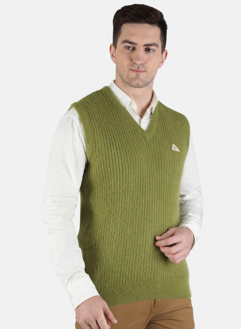 Men Olive Solid Sweater