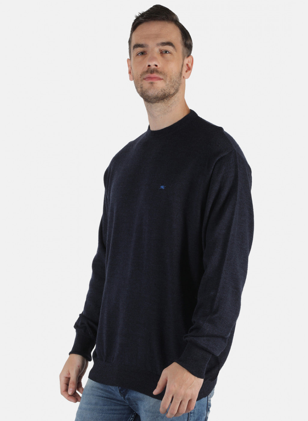 Men NAvy Blue Solid Pullover
