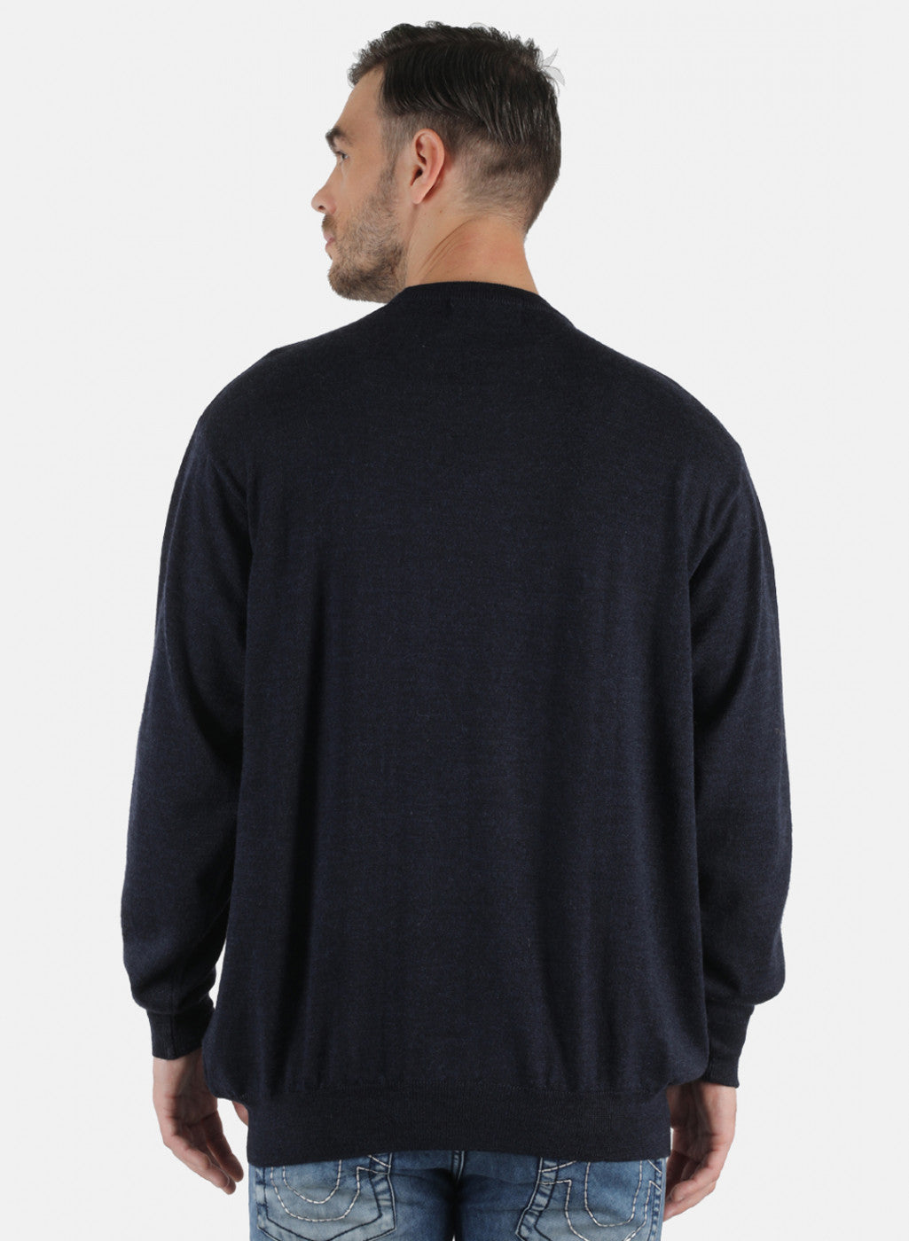 Men NAvy Blue Solid Pullover