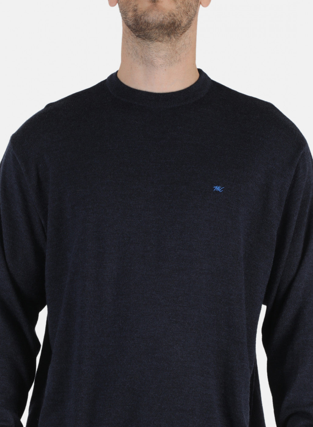 Men NAvy Blue Solid Pullover