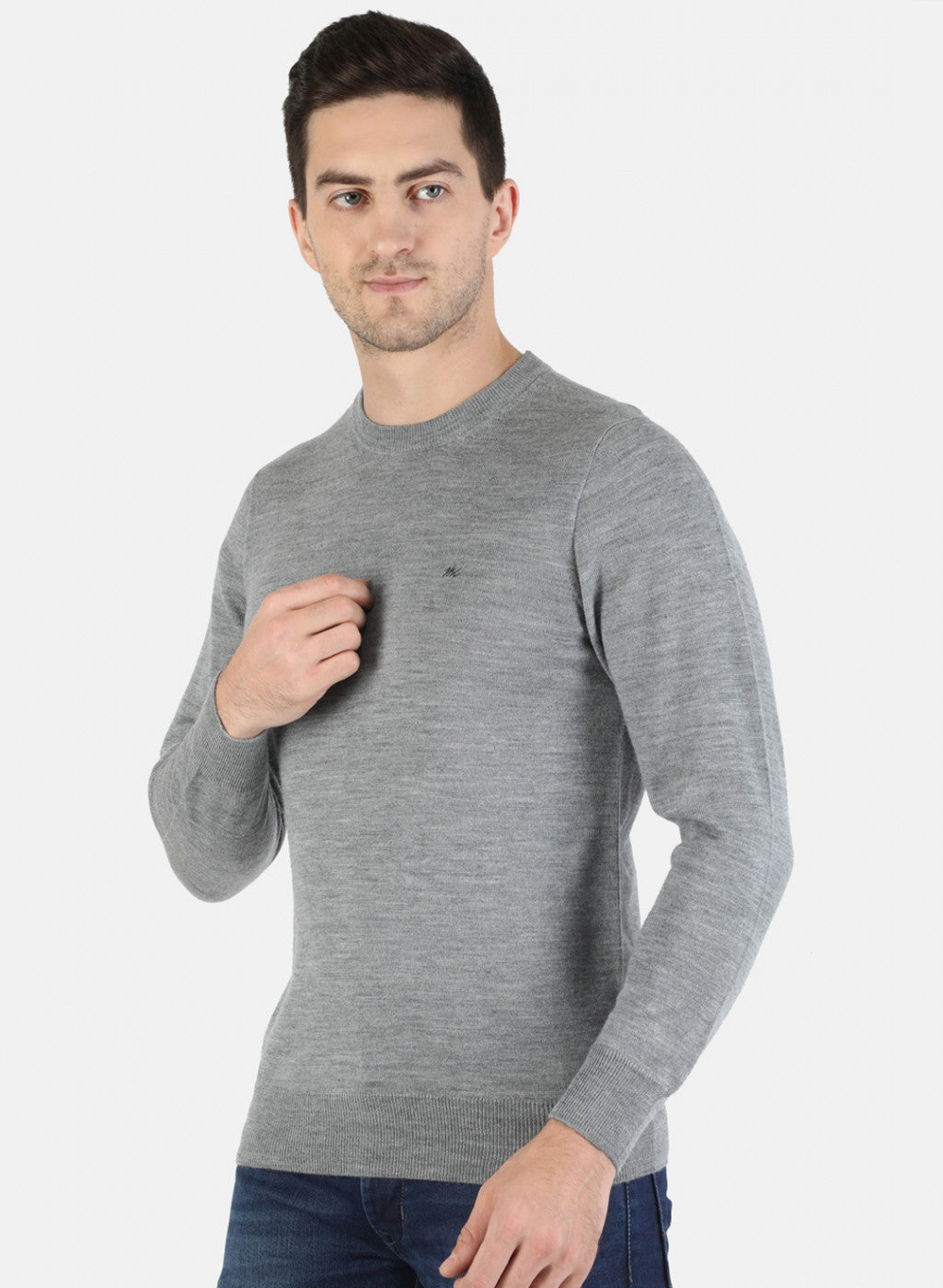 Men Grey Solid Pullover