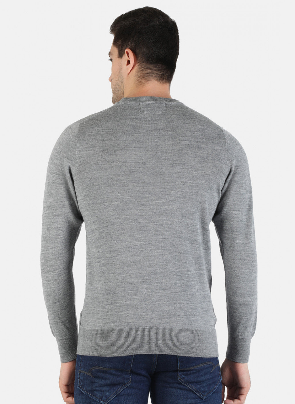 Men Grey Solid Pullover