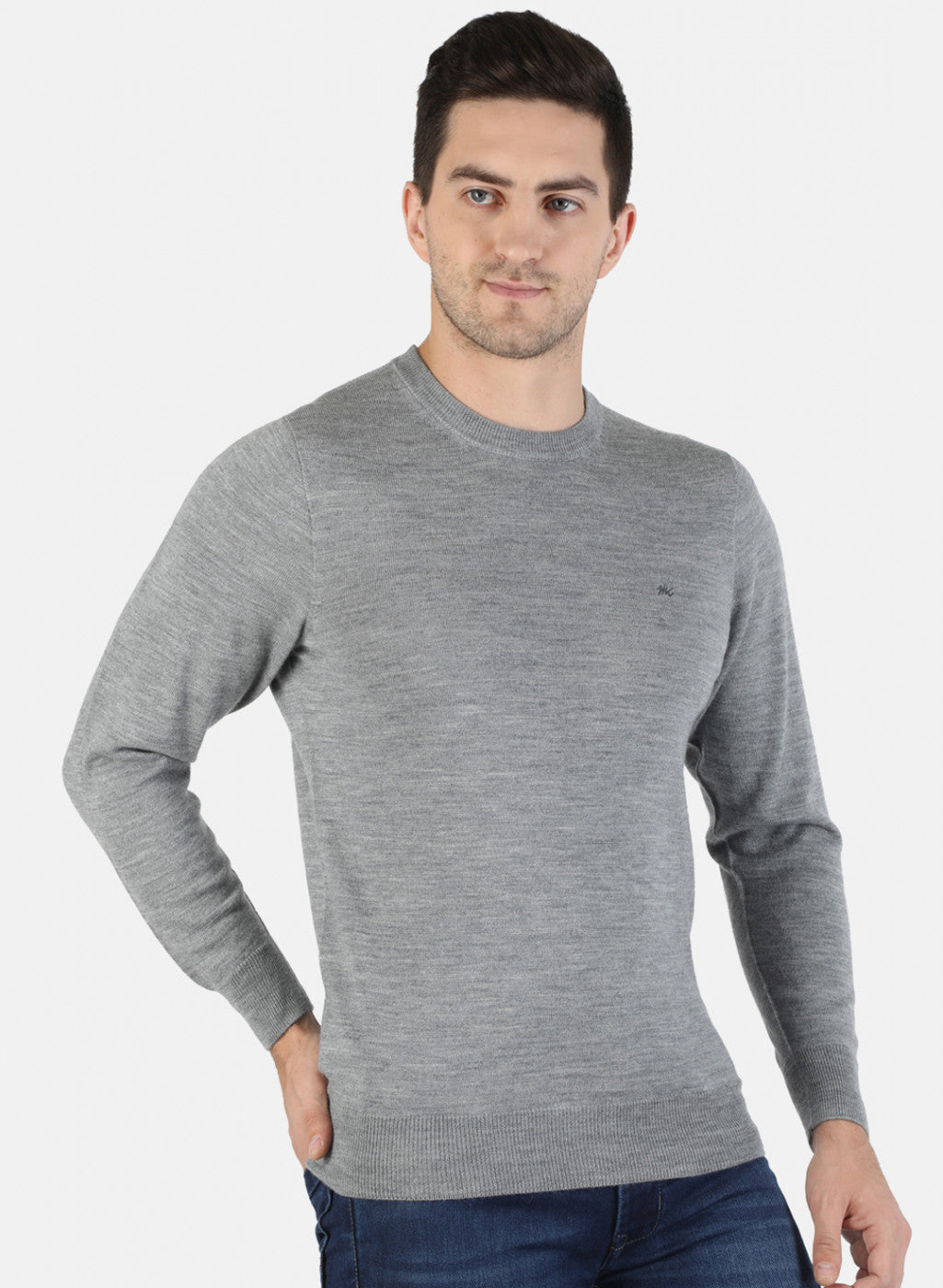 Men Grey Solid Pullover