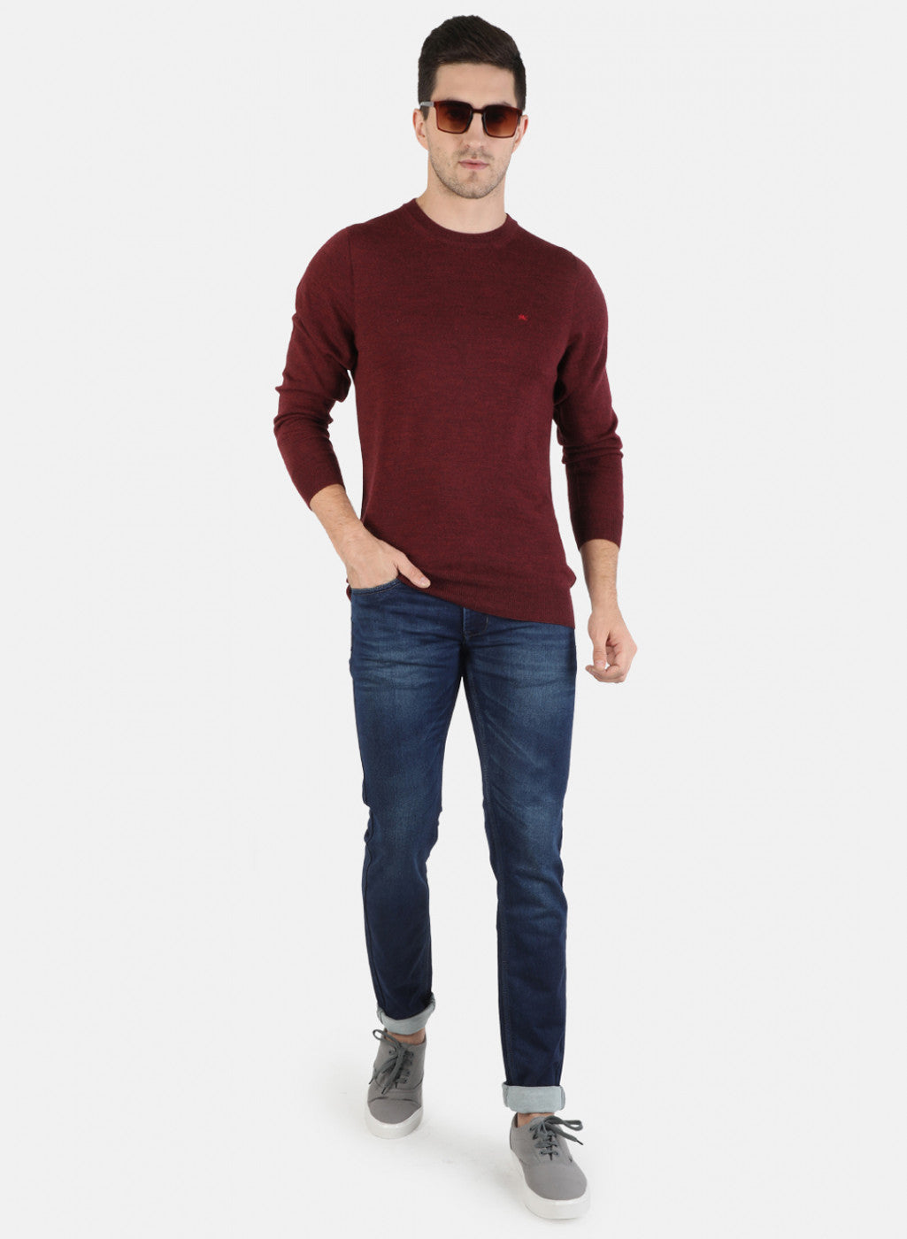 Men Purple Solid Pullover