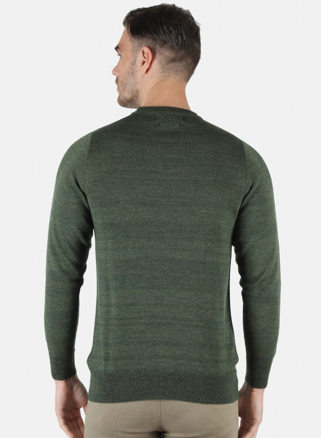 Men Olive Solid Pullover