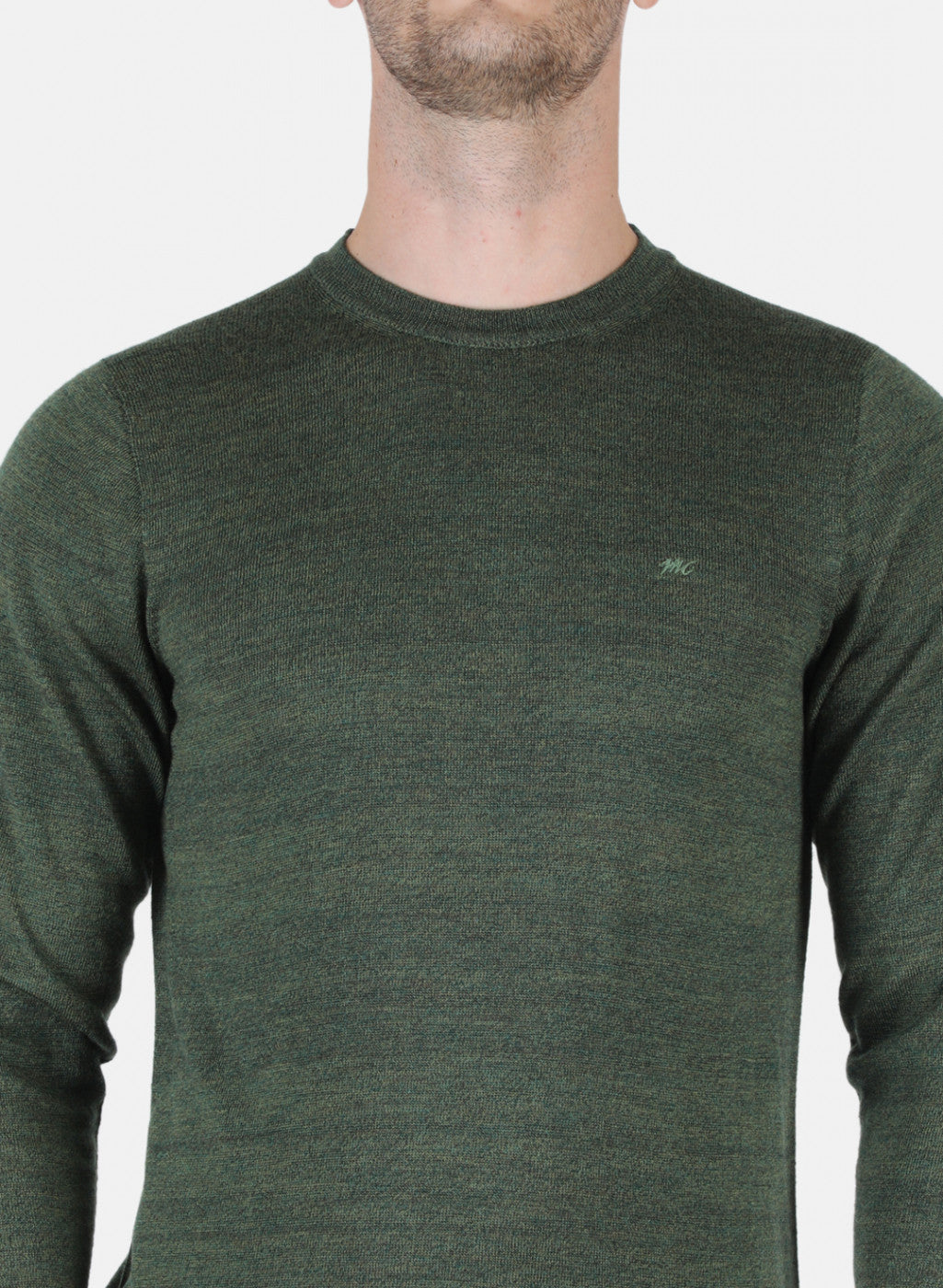 Men Olive Solid Pullover