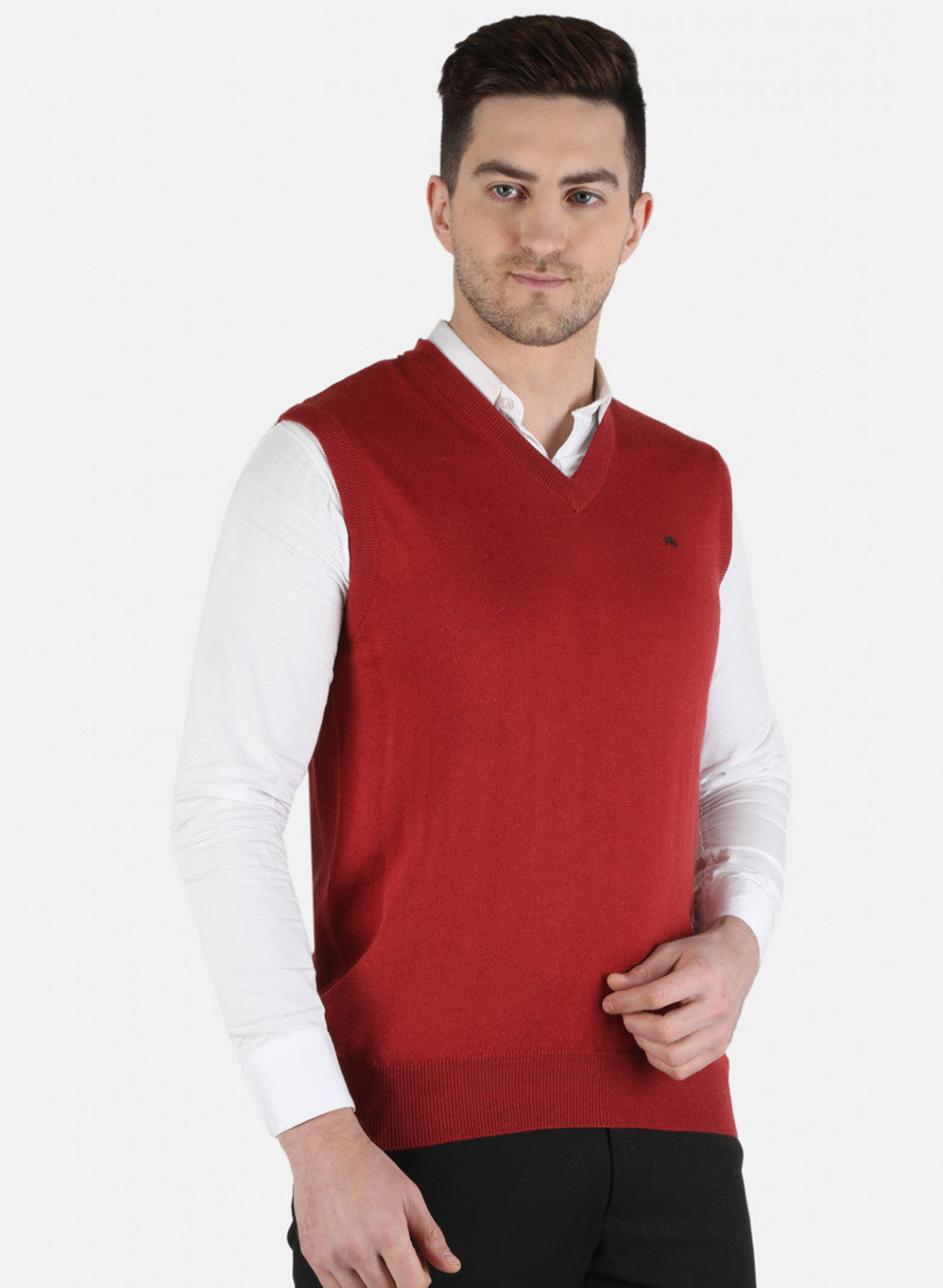 Men Red Solid Sweater