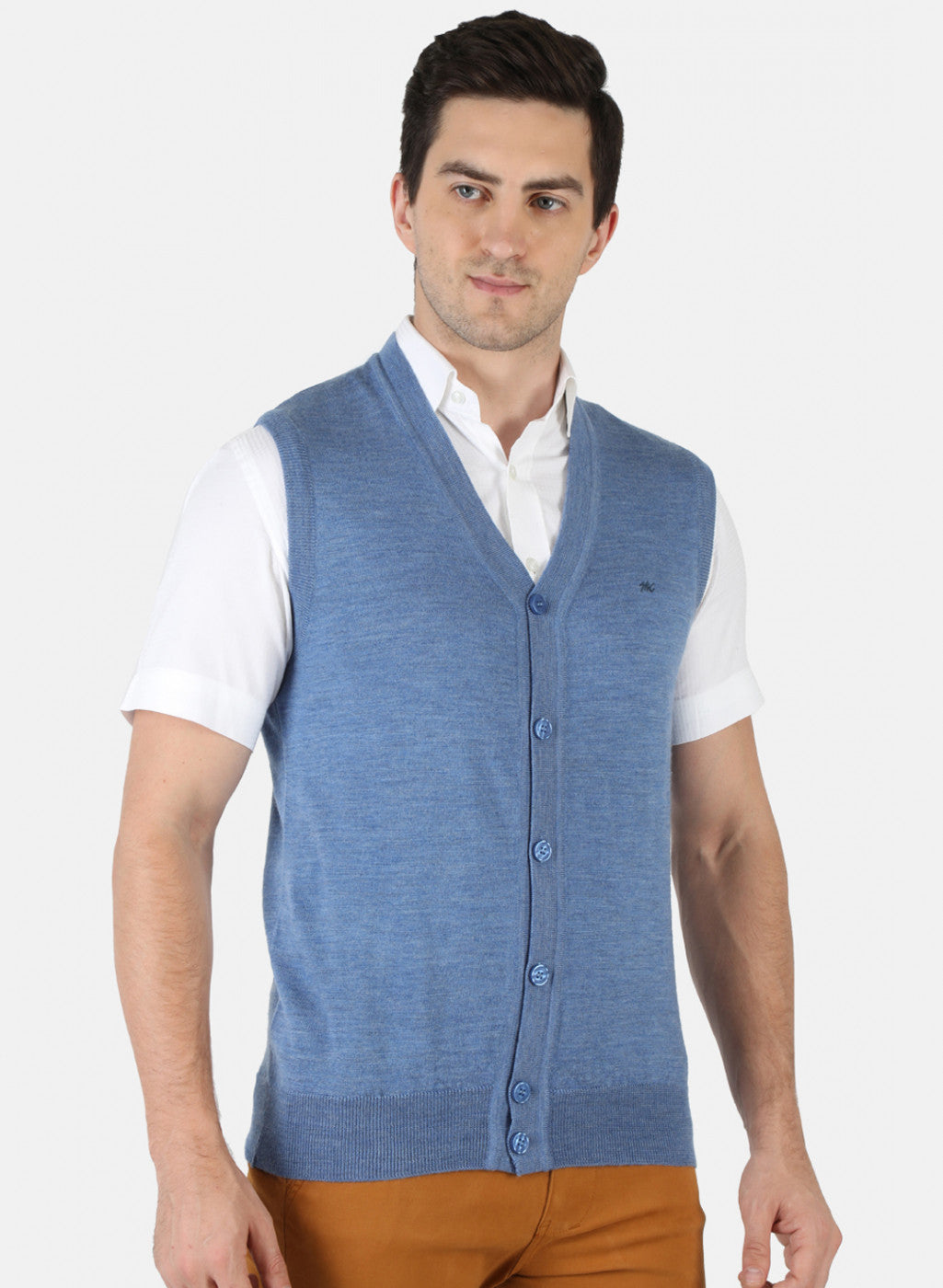 Men Blue Solid Cardigan