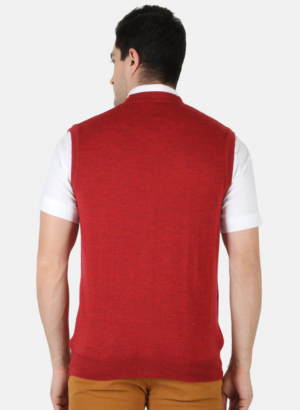 Men Red Solid Cardigan