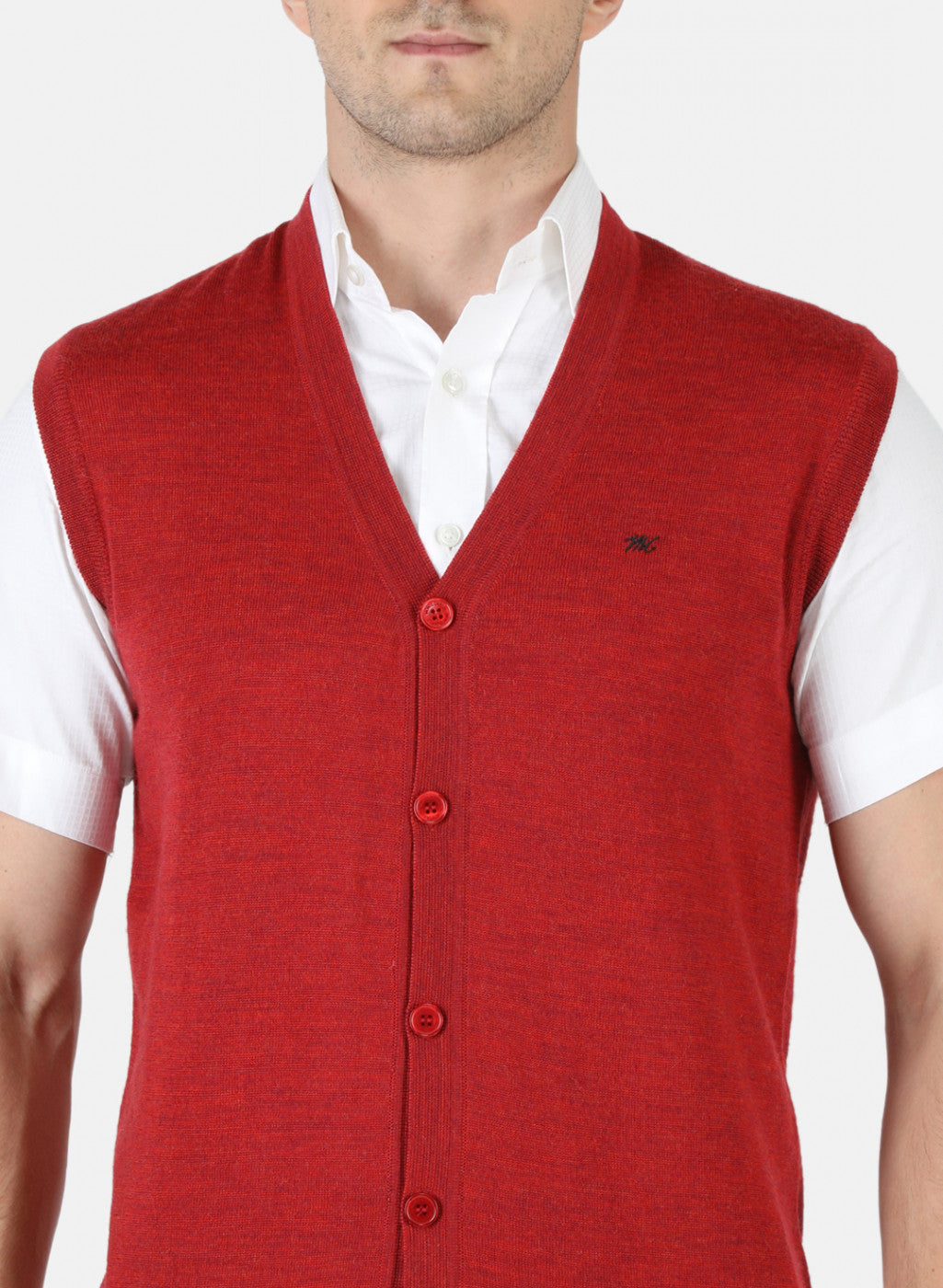 Men Red Solid Cardigan