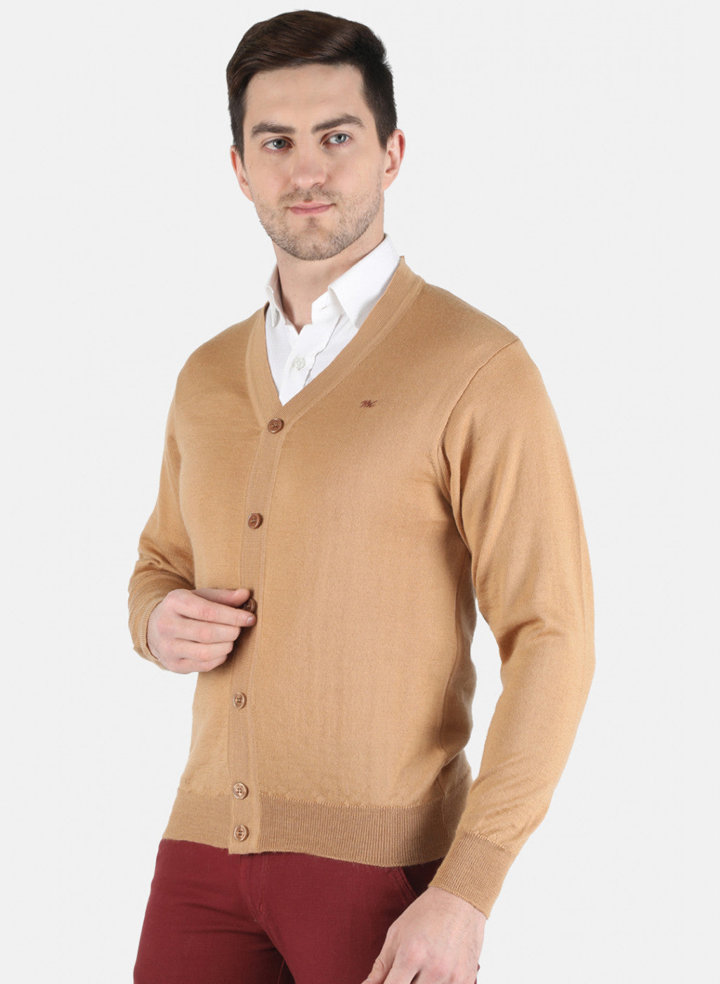 Men Light Brown Solid Cardigan