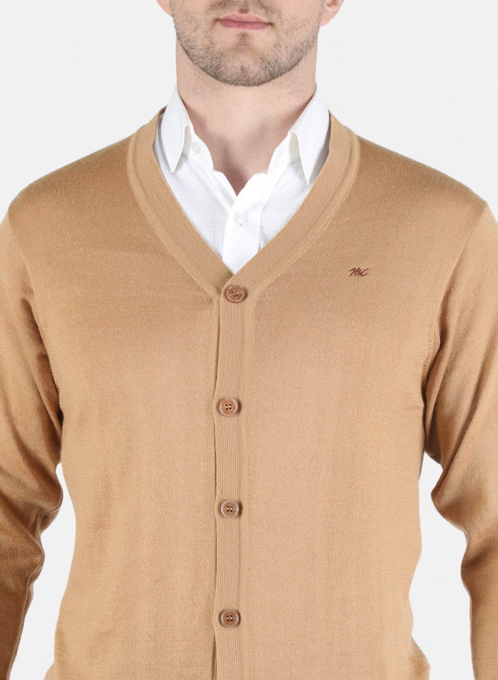 Men Light Brown Solid Cardigan