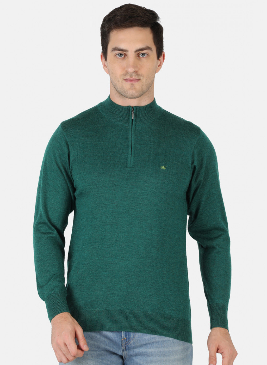 Men Green Solid Pullover