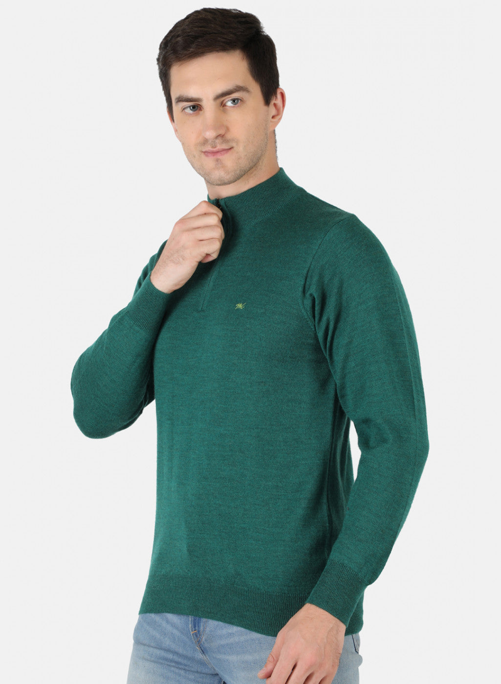 Men Green Solid Pullover