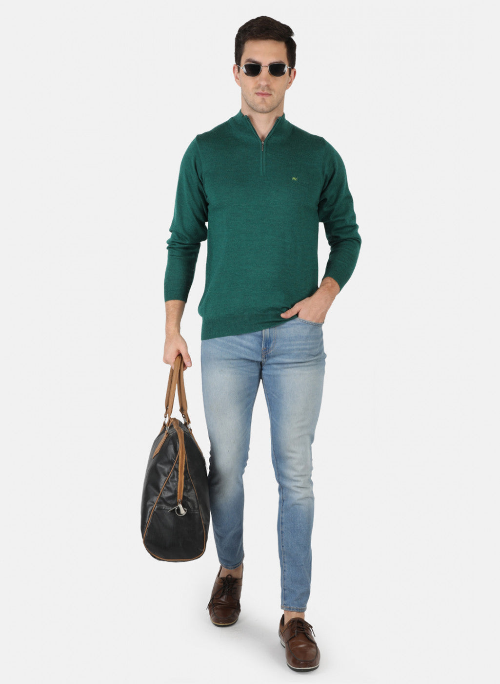 Men Green Solid Pullover