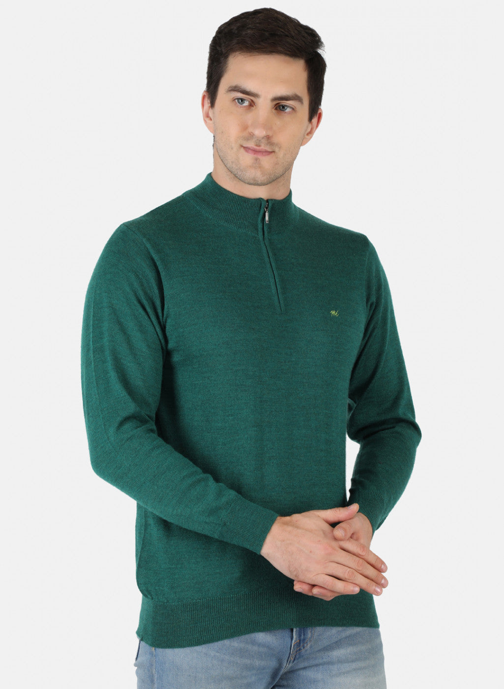Men Green Solid Pullover
