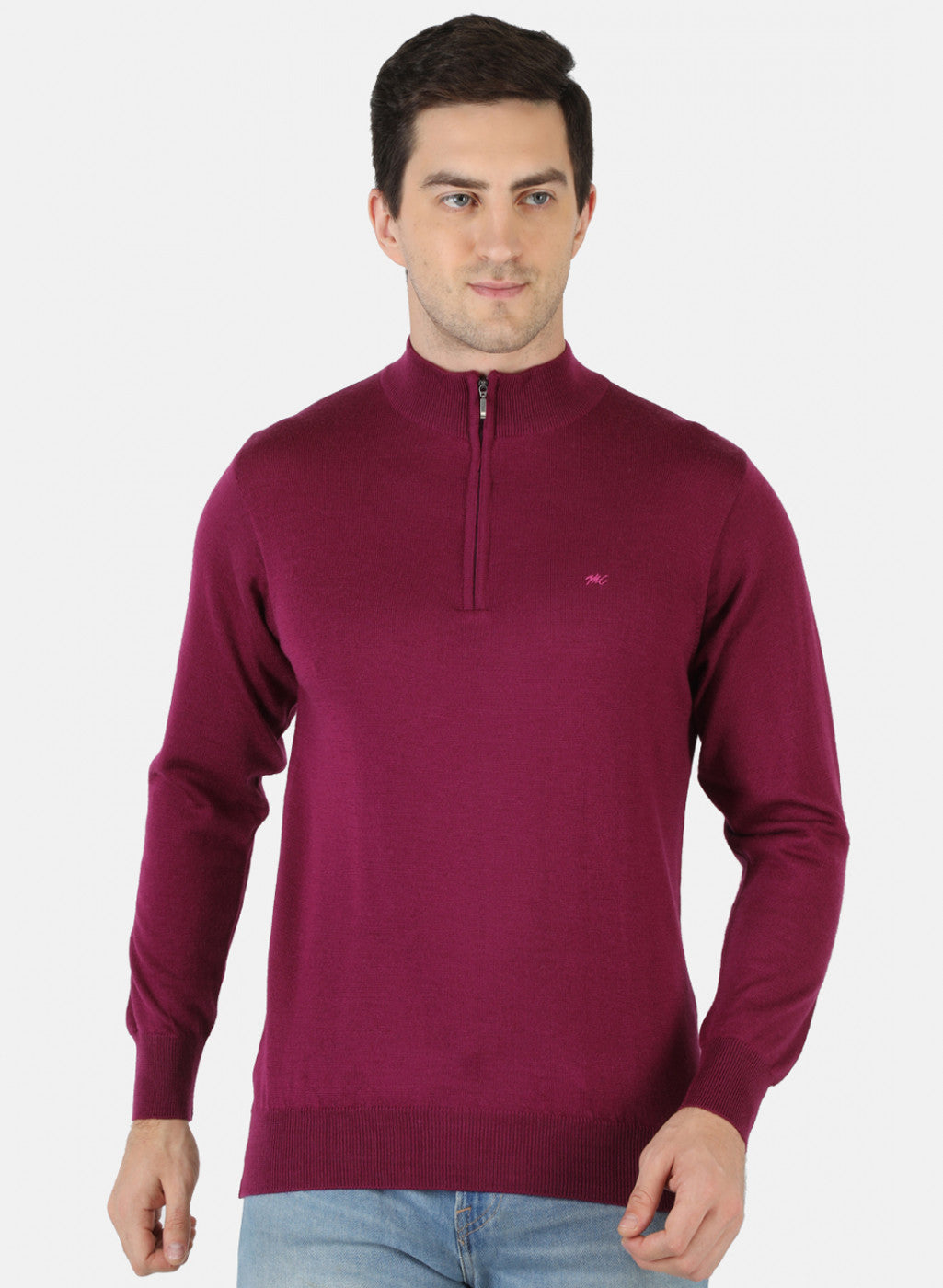 Men Purple Solid Pullover