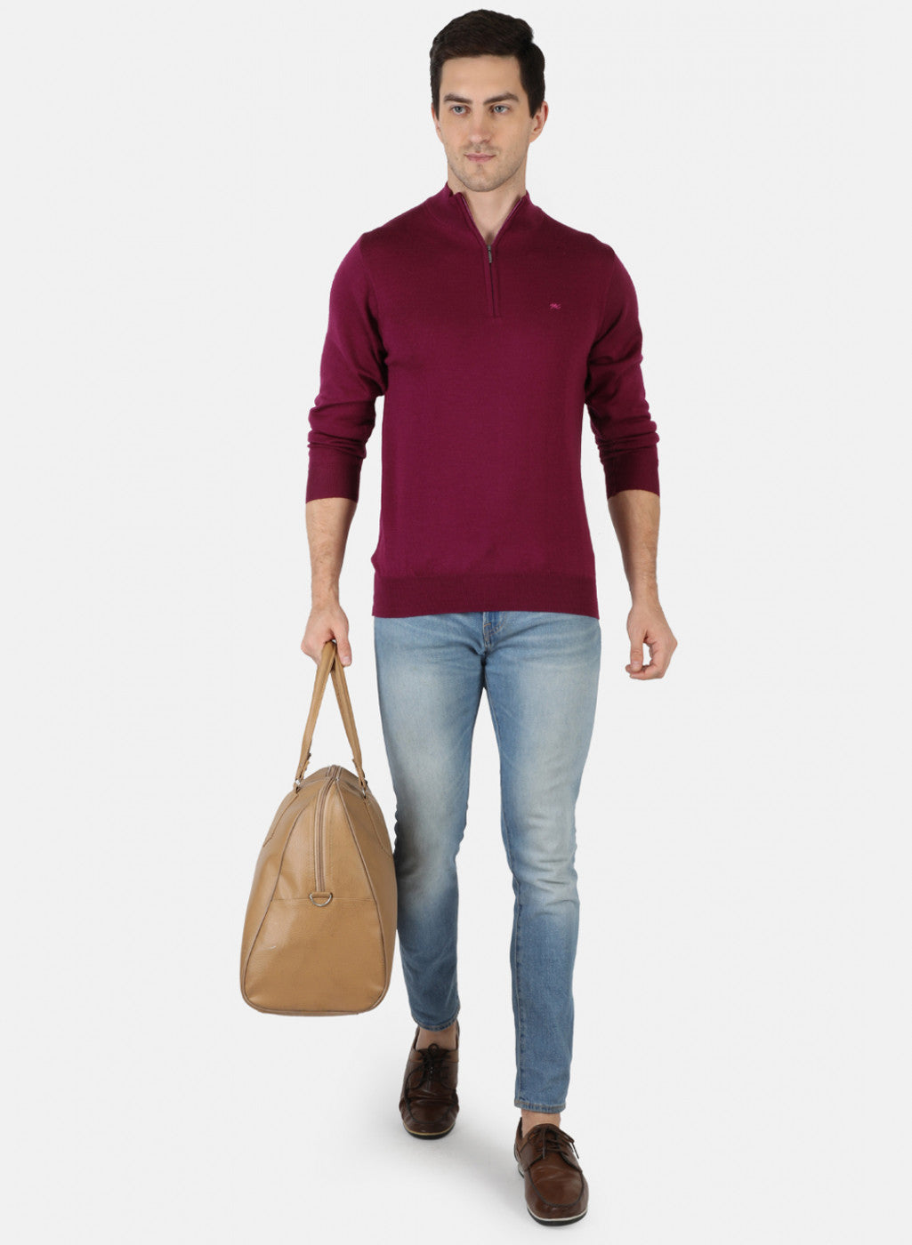 Men Purple Solid Pullover