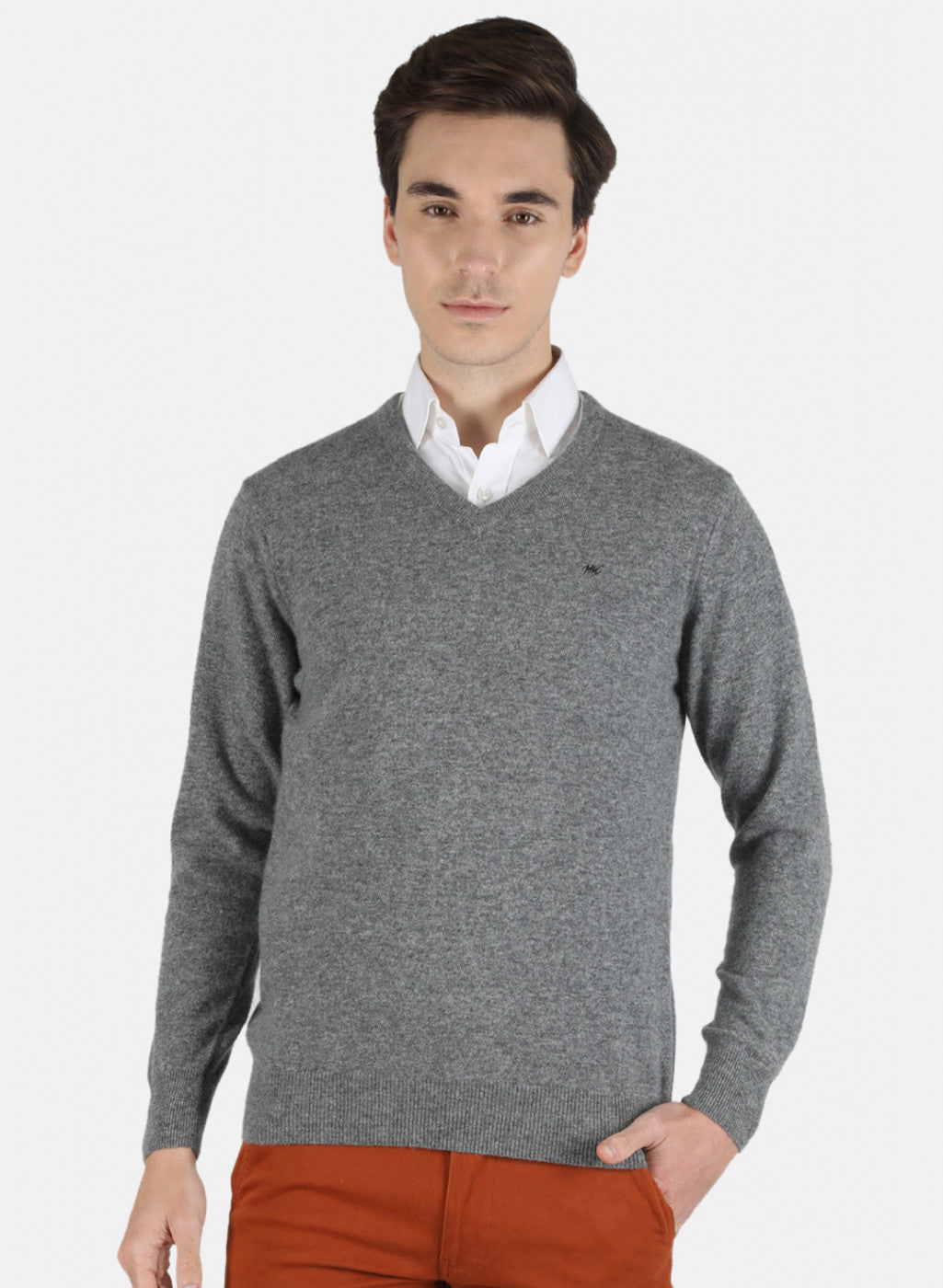 Men Grey Solid Pullover