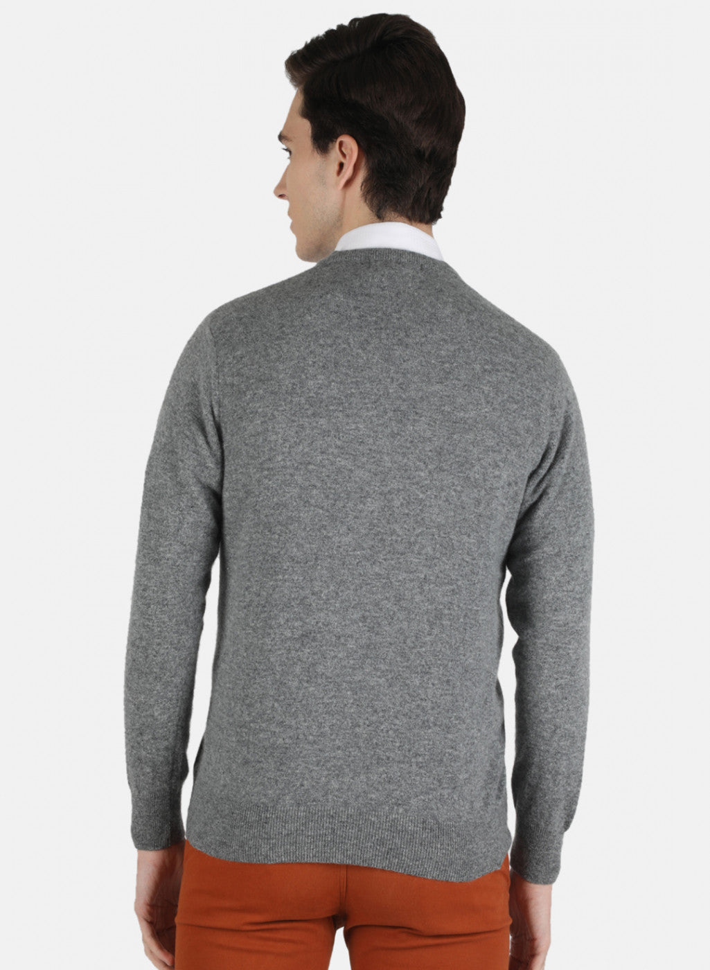 Men Grey Solid Pullover