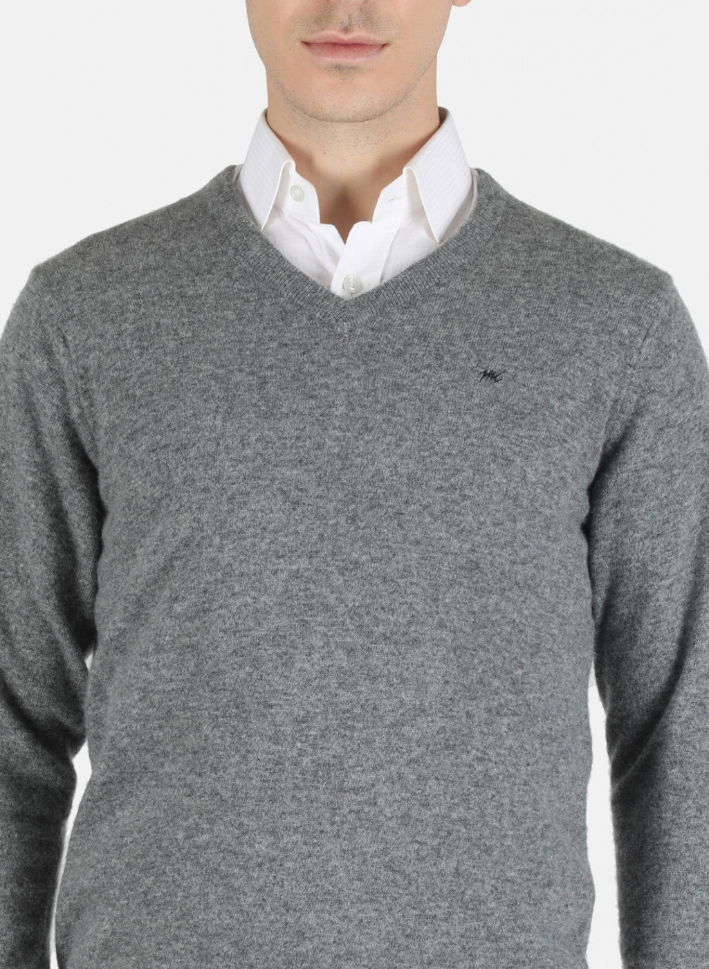 Men Grey Solid Pullover