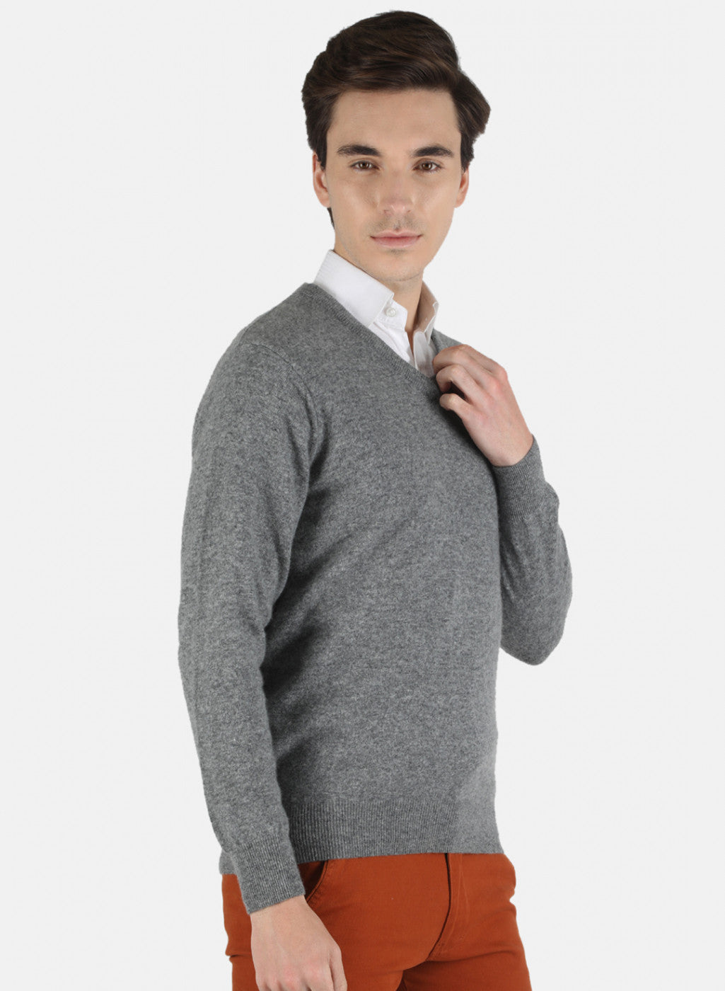 Men Grey Solid Pullover