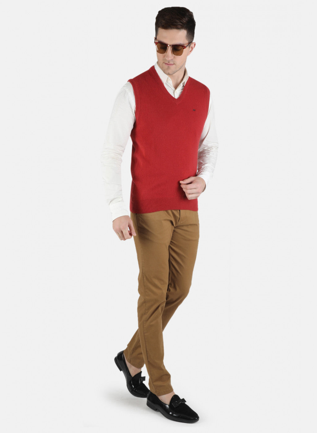 Men Orange Solid Sweater