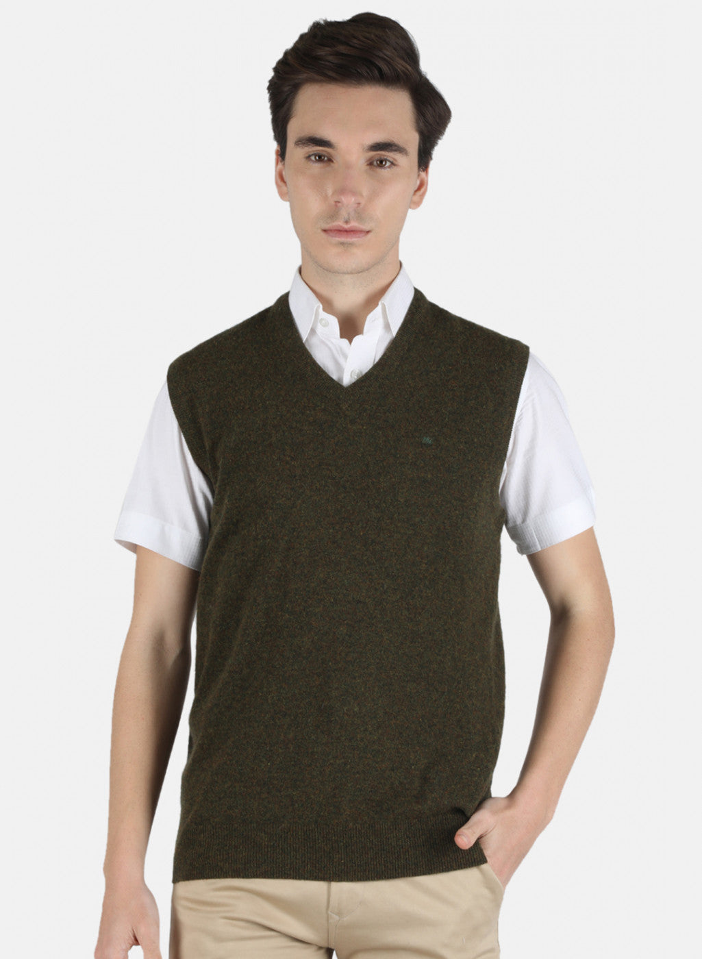 Men Olive Solid Sweater