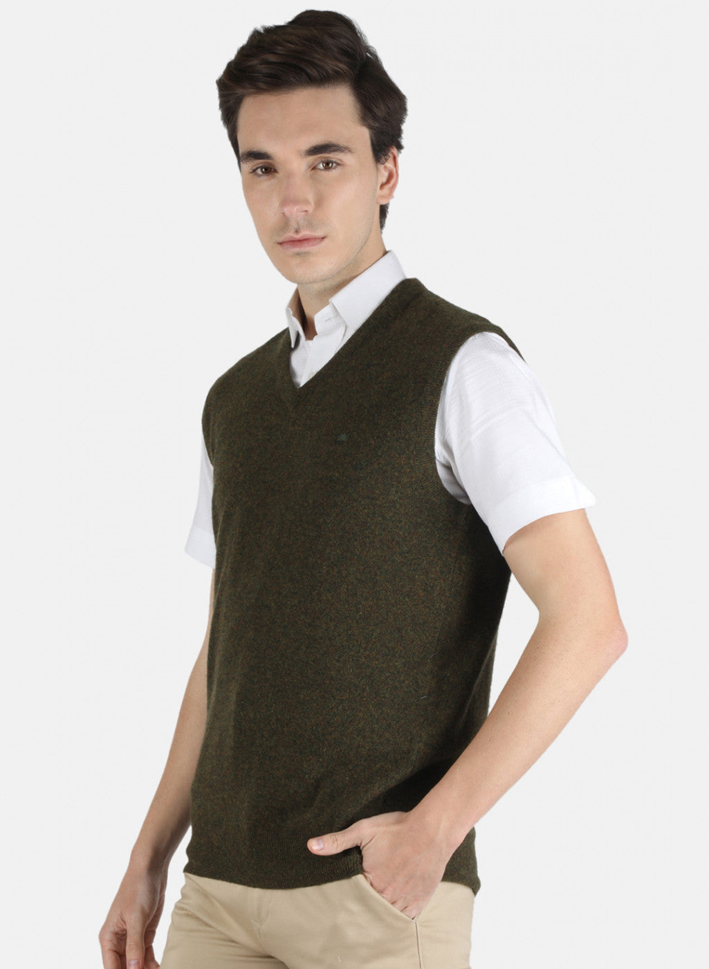 Men Olive Solid Sweater