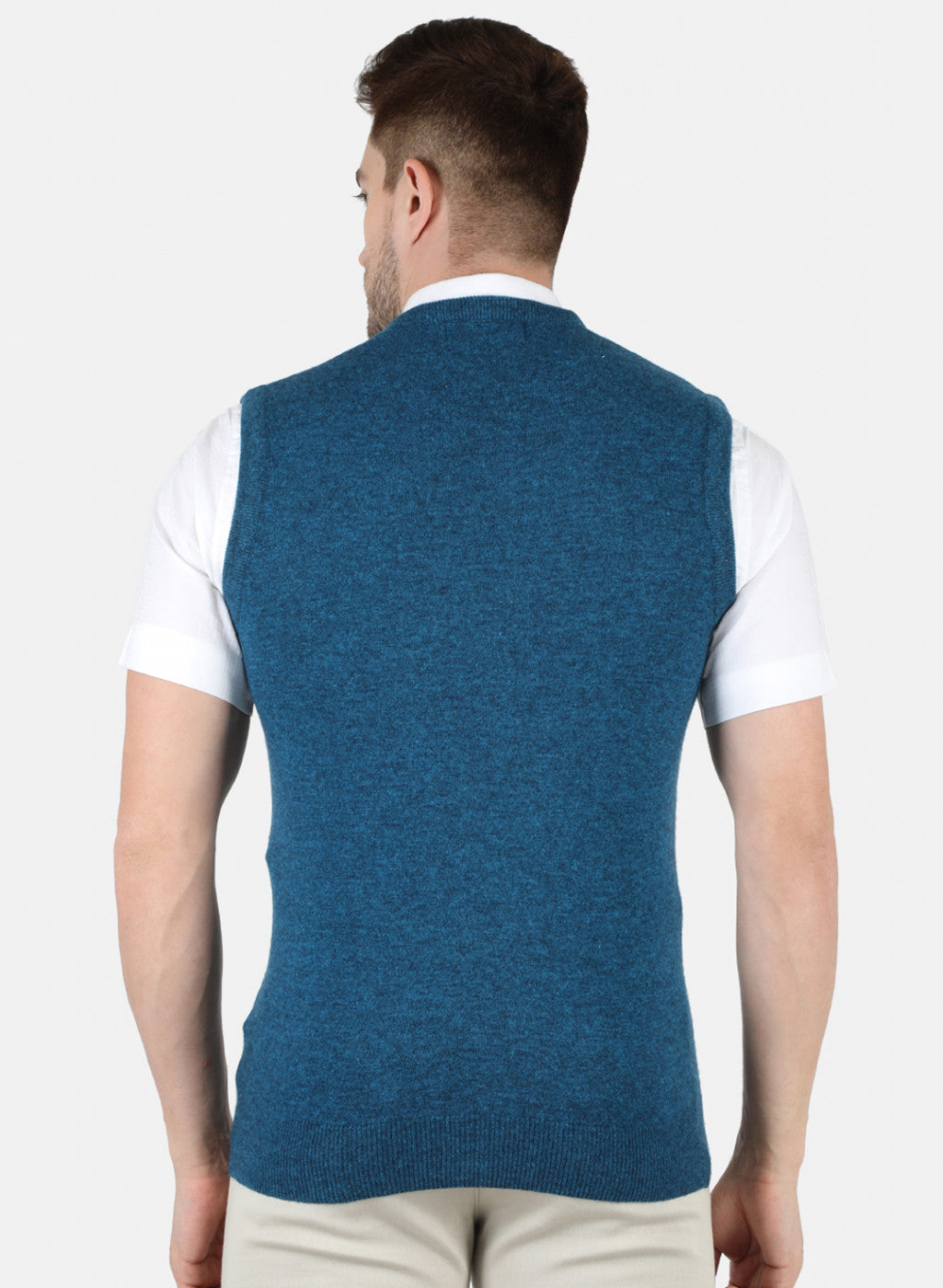 Men Blue Solid Sweater