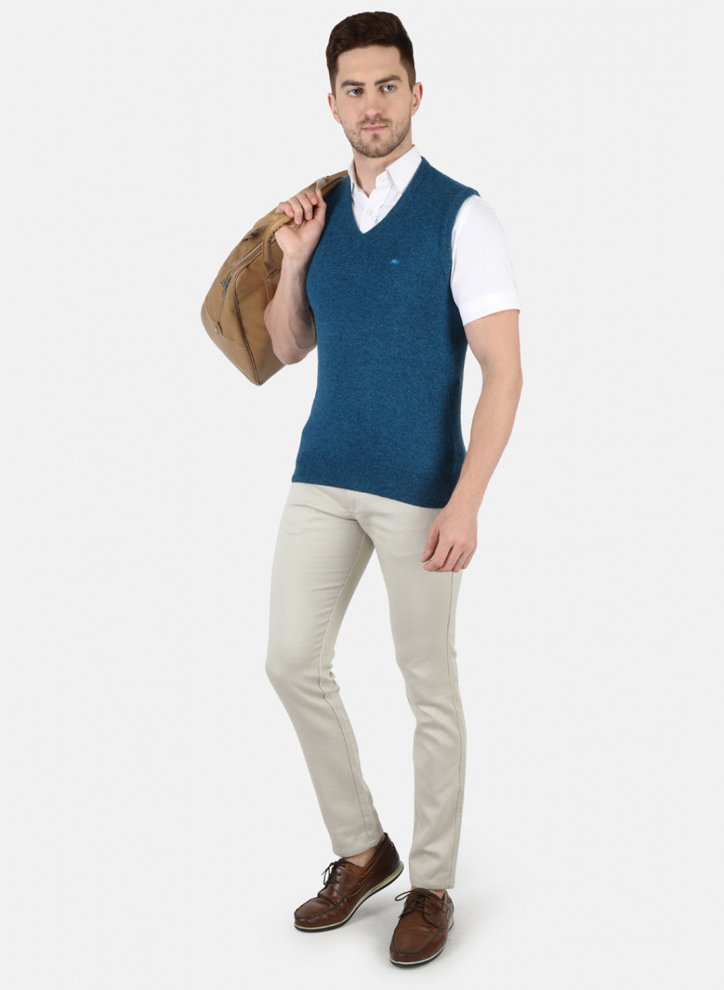 Men Blue Solid Sweater