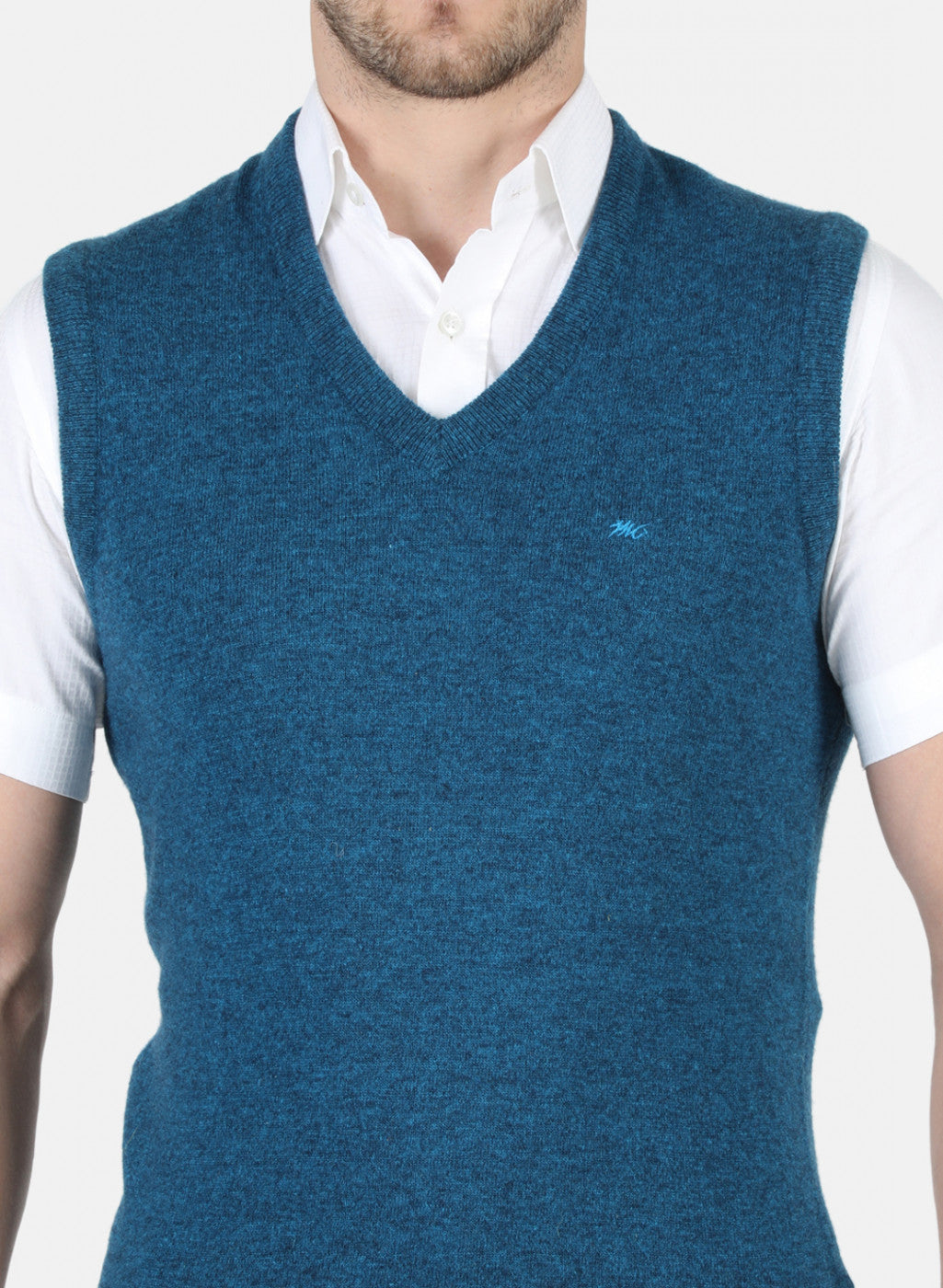 Men Blue Solid Sweater