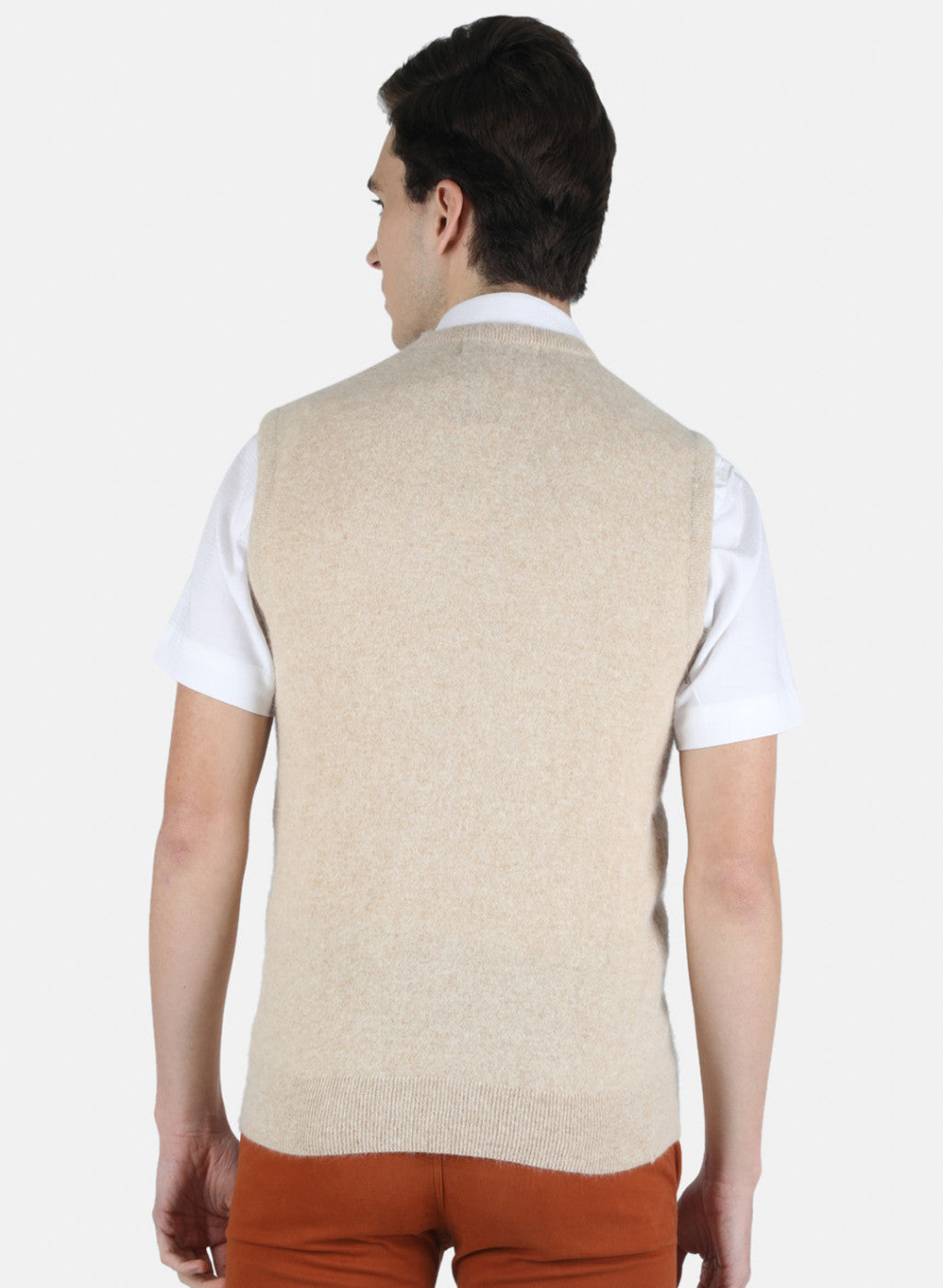 Men Beige Solid Sweater
